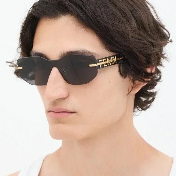 NEW FENDI GOLD GREY UNISEX SUNGLASSES FENDI FE40066U 30A - Picture 6 of 13